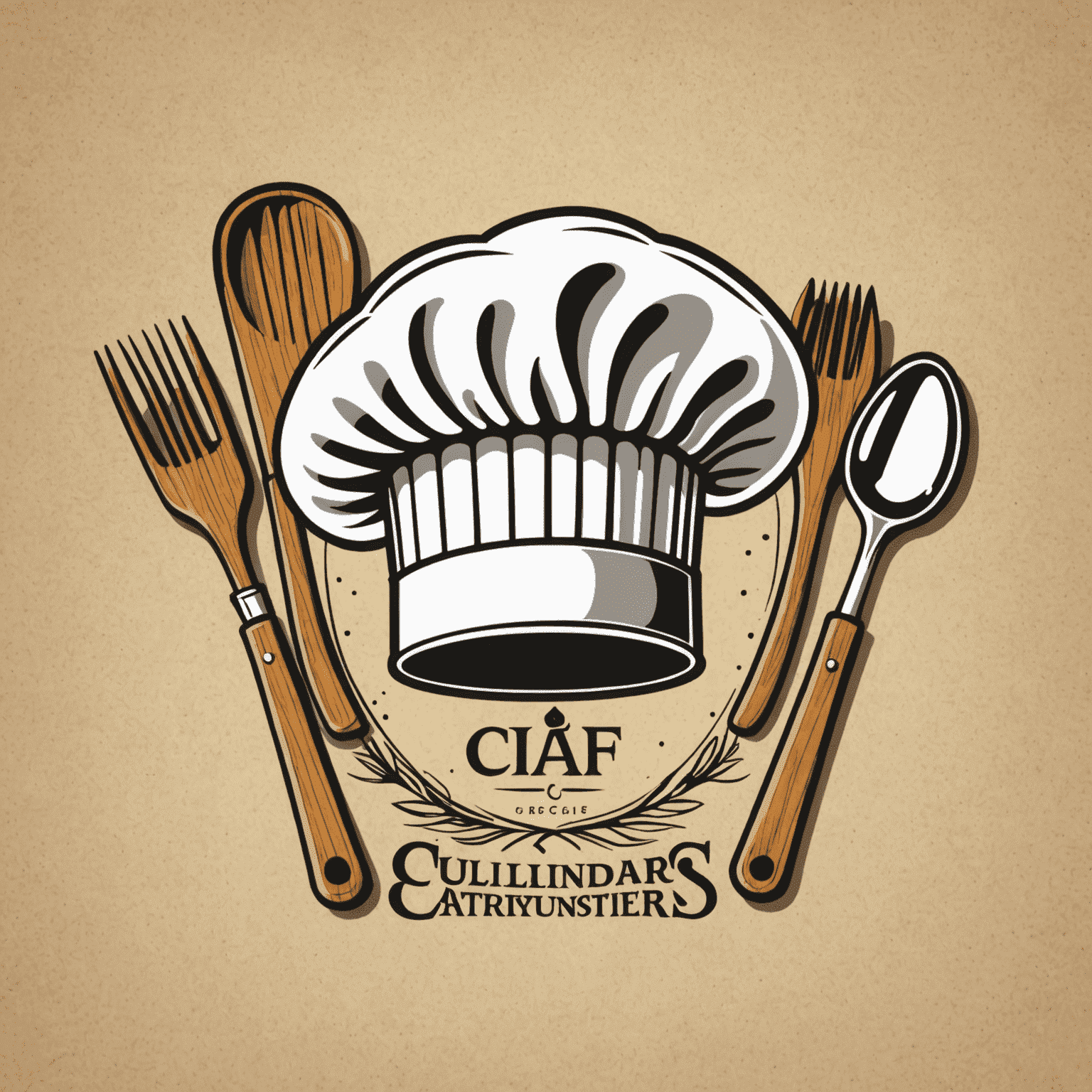 CulinaryArtistryUnleashed logosu - Şefin şapkası ve mutfak aletleri