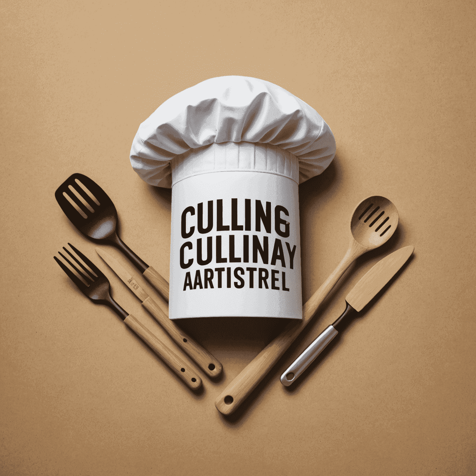 CulinaryArtistryUnleashed logosu - Şefin şapkası ve mutfak aletleri